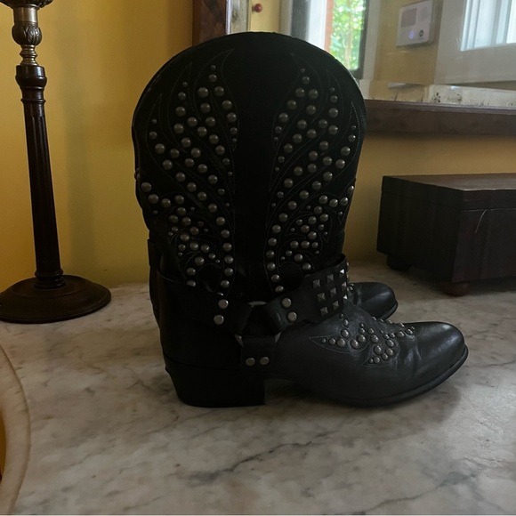 Ariat Genuine Leather Studded Cowgirl Moto Boots - Picture 3 of 11